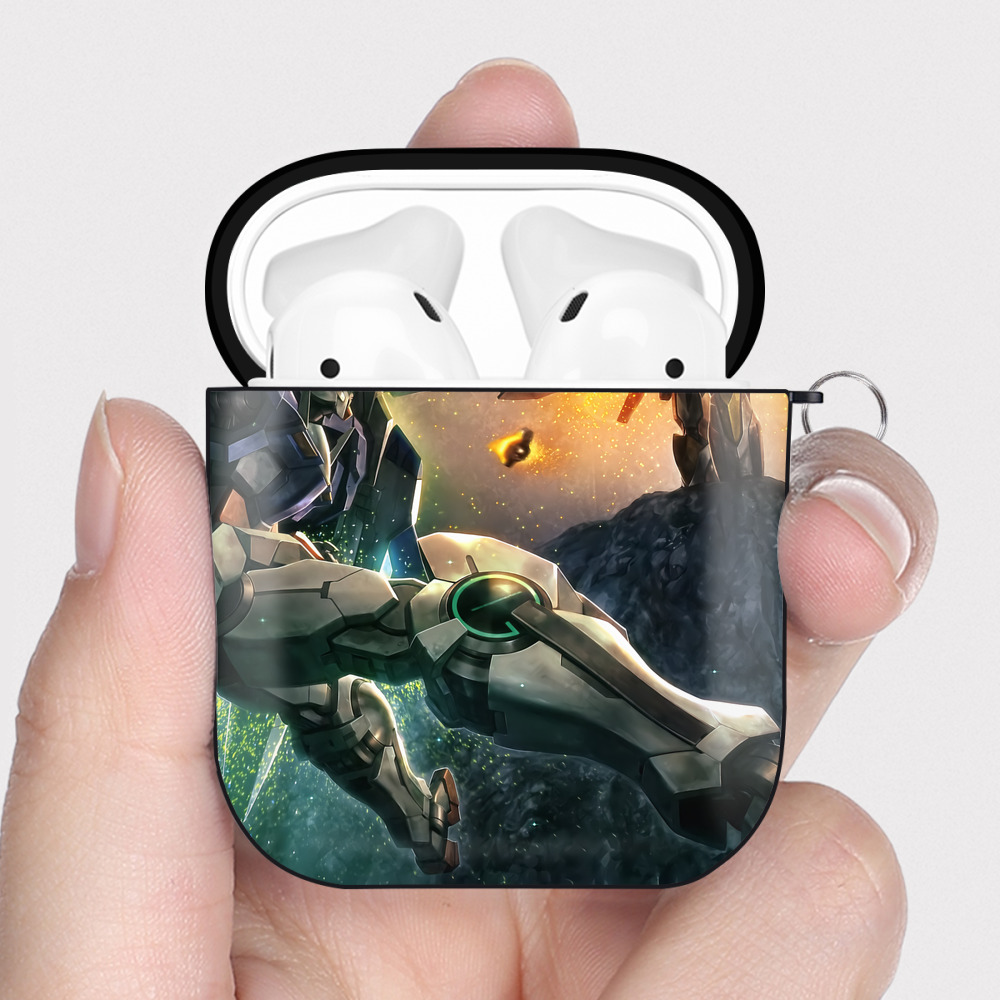 （画像用） 機動戦士ガンダム Mobile Suit Gundam AirPods 第2世代保護ケース ハードシェル ブラック 耐衝撃・防指紋・カラビナ付き