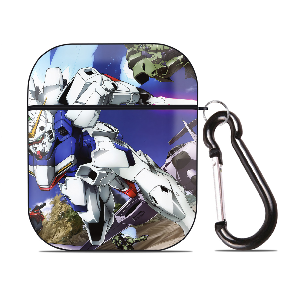 （画像用） 機動戦士ガンダム Mobile Suit Gundam AirPods 第2世代保護ケース ハードシェル ブラック 耐衝撃・防指紋・カラビナ付き
