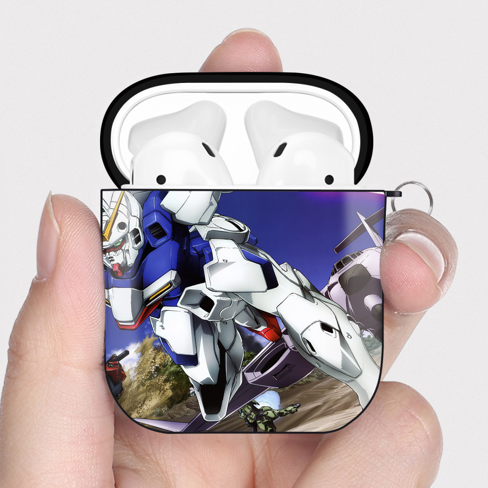 （画像用） 機動戦士ガンダム Mobile Suit Gundam AirPods 第2世代保護ケース ハードシェル ブラック 耐衝撃・防指紋・カラビナ付き