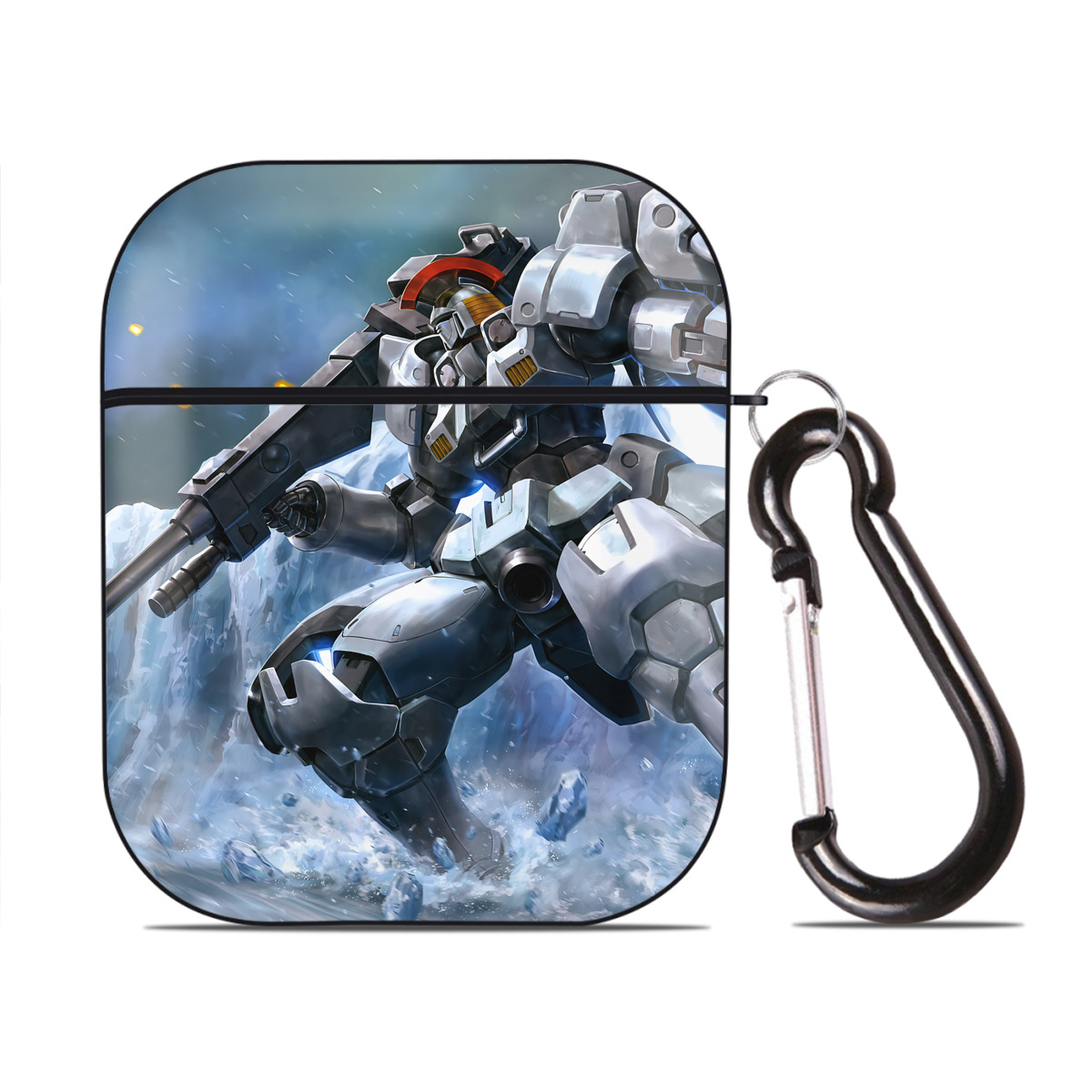 （画像用） 機動戦士ガンダム Mobile Suit Gundam AirPods 第2世代保護ケース ハードシェル ブラック 耐衝撃・防指紋・カラビナ付き