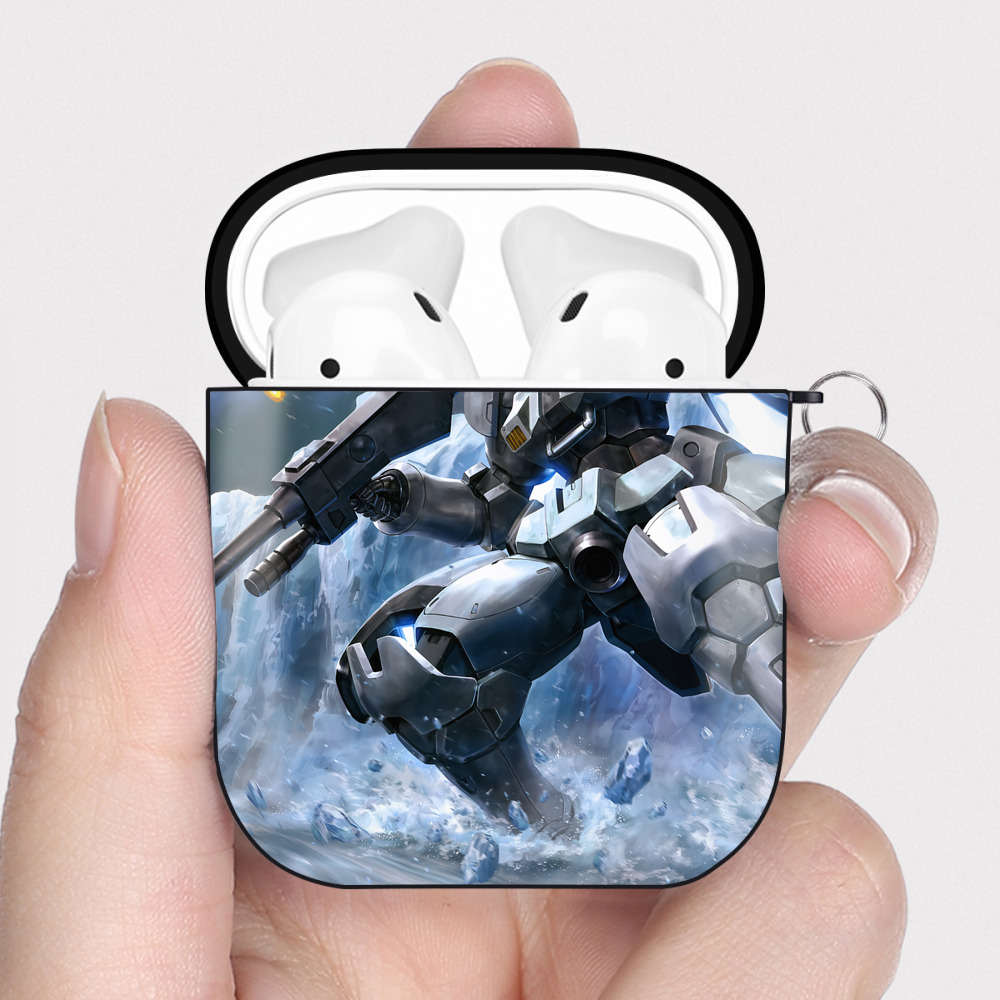 （画像用） 機動戦士ガンダム Mobile Suit Gundam AirPods 第2世代保護ケース ハードシェル ブラック 耐衝撃・防指紋・カラビナ付き
