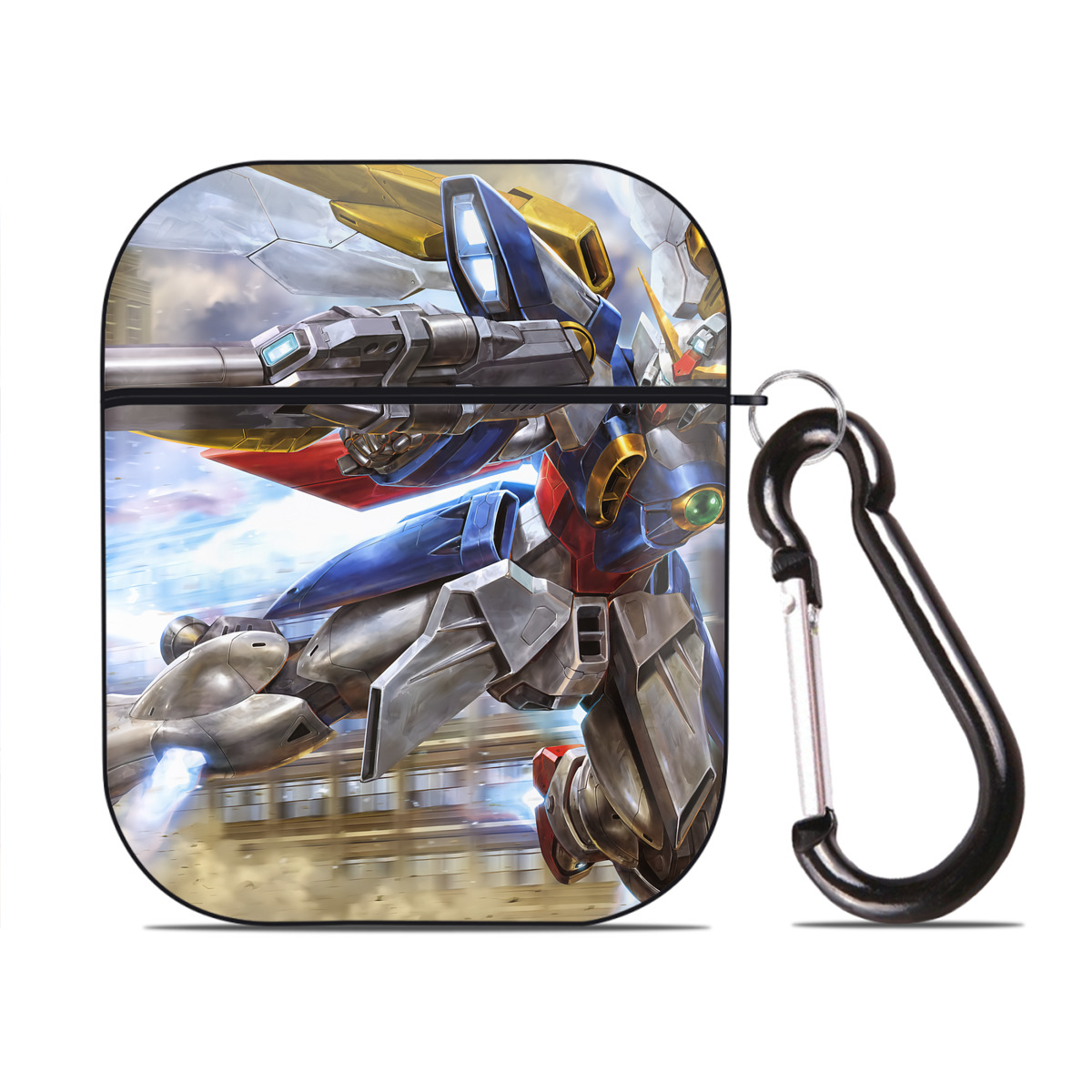 （画像用） 機動戦士ガンダム Mobile Suit Gundam AirPods 第2世代保護ケース ハードシェル ブラック 耐衝撃・防指紋・カラビナ付き