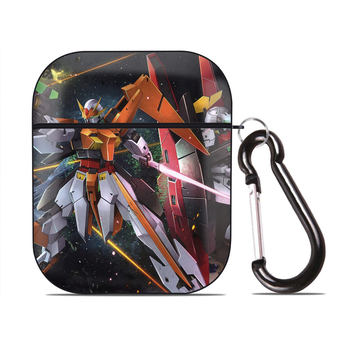 （画像用） 機動戦士ガンダム Mobile Suit Gundam AirPods 第2世代保護ケース ハードシェル ブラック 耐衝撃・防指紋・カラビナ付き