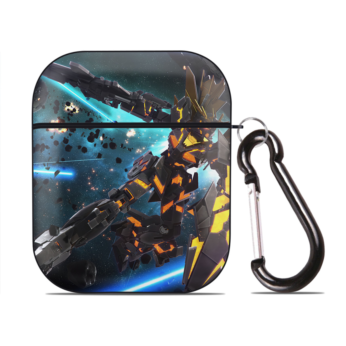 （画像用） 機動戦士ガンダム Mobile Suit Gundam AirPods 第2世代保護ケース ハードシェル ブラック 耐衝撃・防指紋・カラビナ付き
