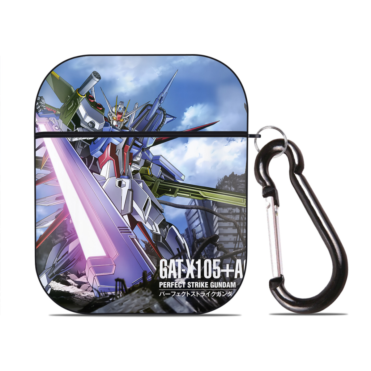 （画像用） 機動戦士ガンダム Mobile Suit Gundam AirPods 第2世代保護ケース ハードシェル ブラック 耐衝撃・防指紋・カラビナ付き