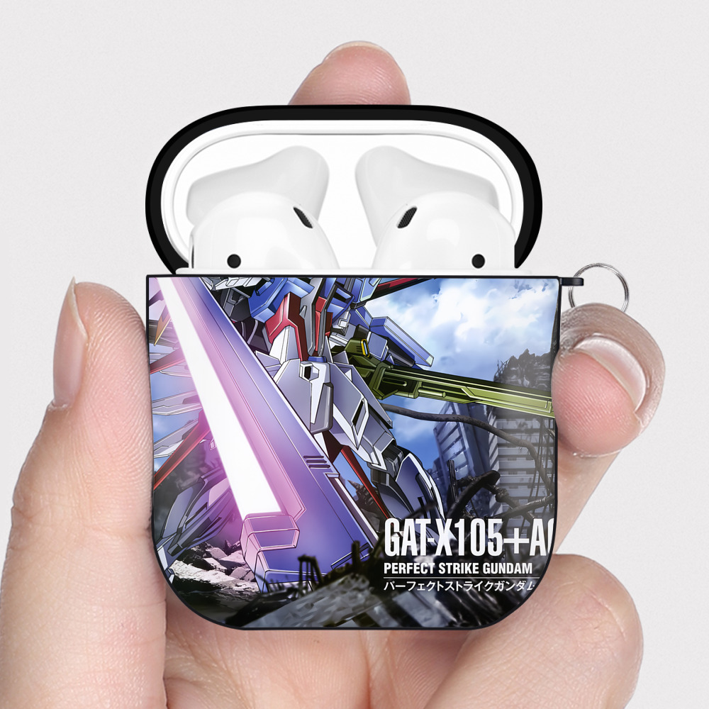 （画像用） 機動戦士ガンダム Mobile Suit Gundam AirPods 第2世代保護ケース ハードシェル ブラック 耐衝撃・防指紋・カラビナ付き