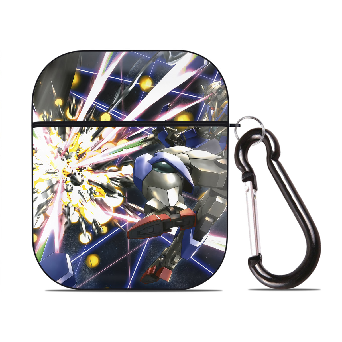 （画像用） 機動戦士ガンダム Mobile Suit Gundam AirPods 第2世代保護ケース ハードシェル ブラック 耐衝撃・防指紋・カラビナ付き
