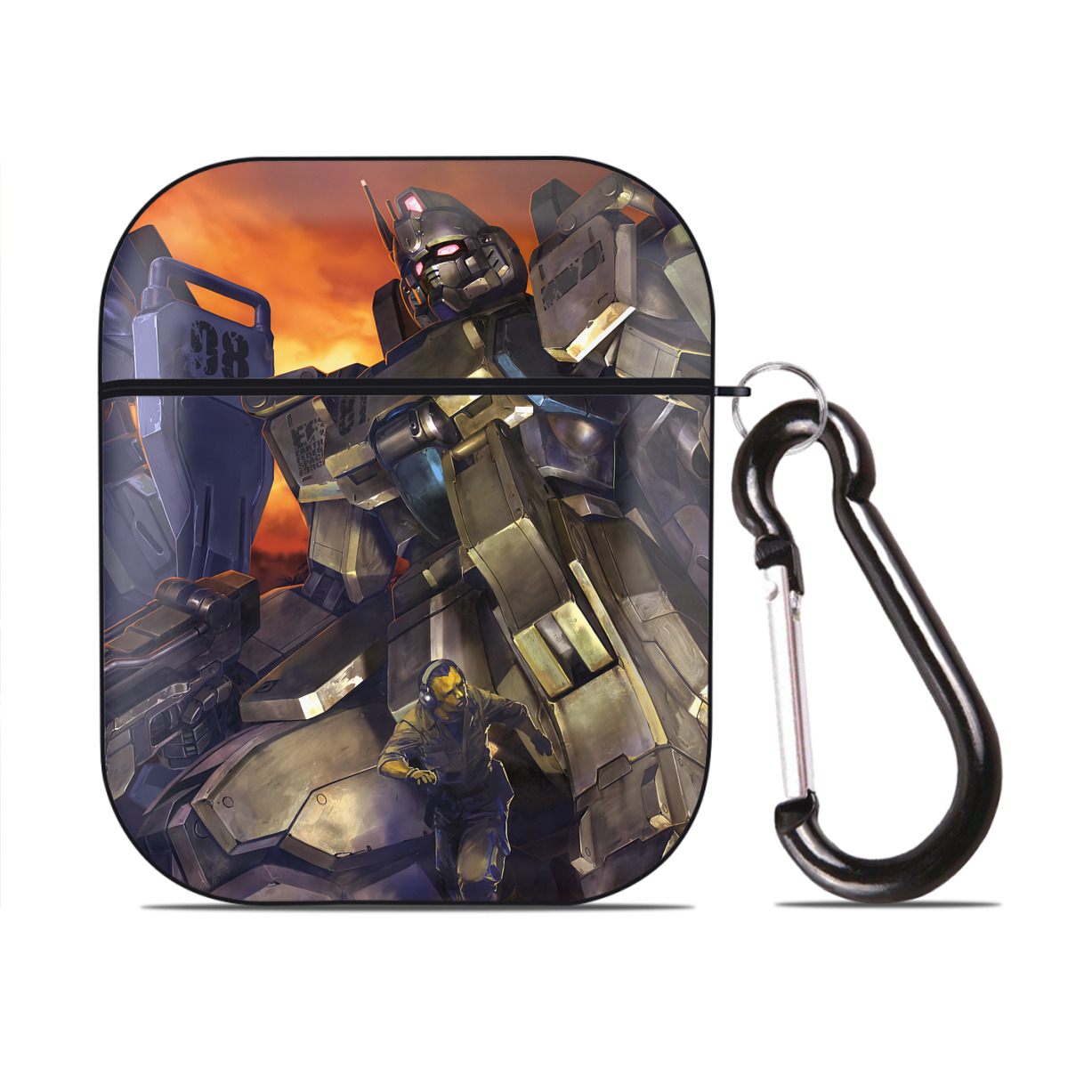 （画像用） 機動戦士ガンダム Mobile Suit Gundam AirPods 第2世代保護ケース ハードシェル ブラック 耐衝撃・防指紋・カラビナ付き