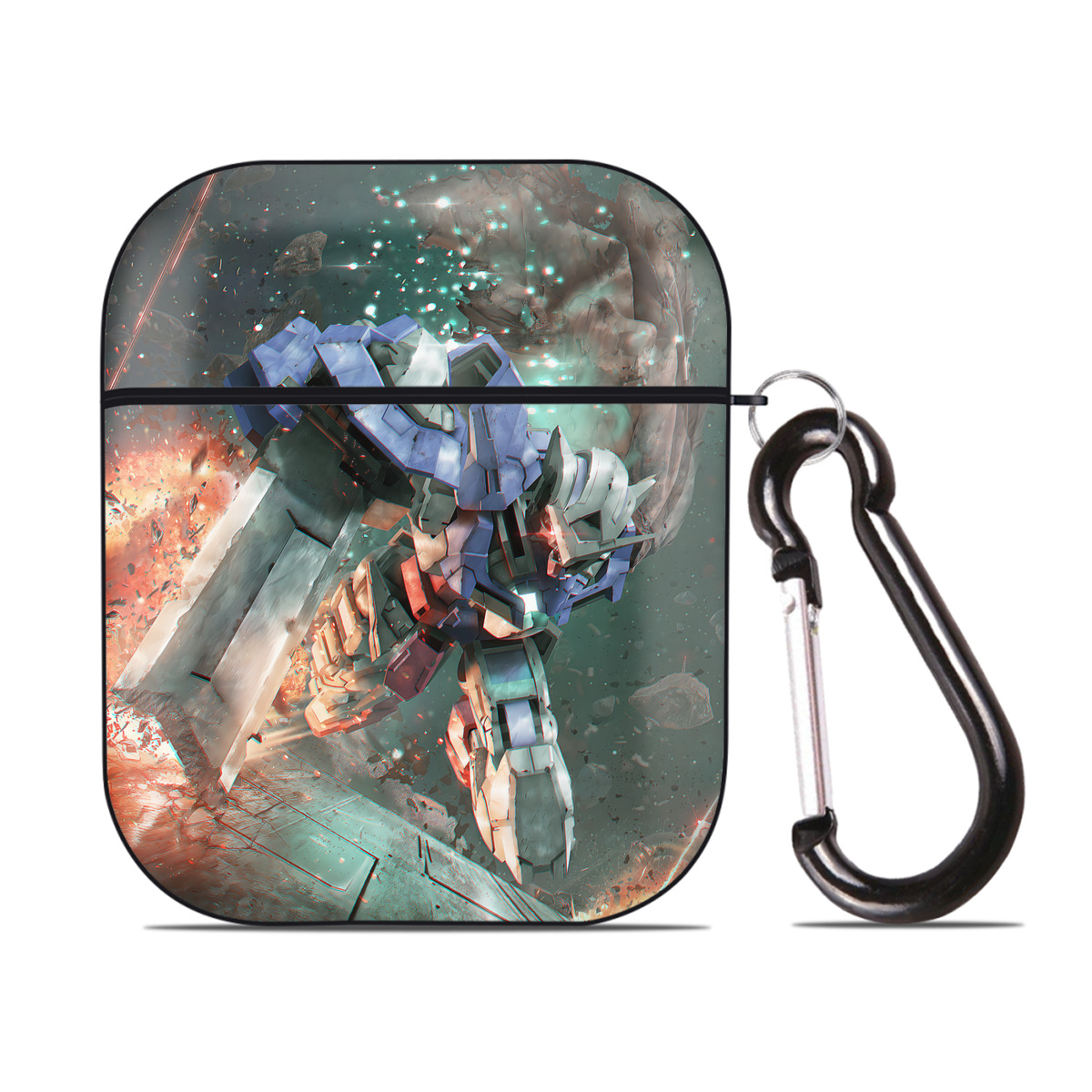 （画像用） 機動戦士ガンダム Mobile Suit Gundam AirPods 第2世代保護ケース ハードシェル ブラック 耐衝撃・防指紋・カラビナ付き