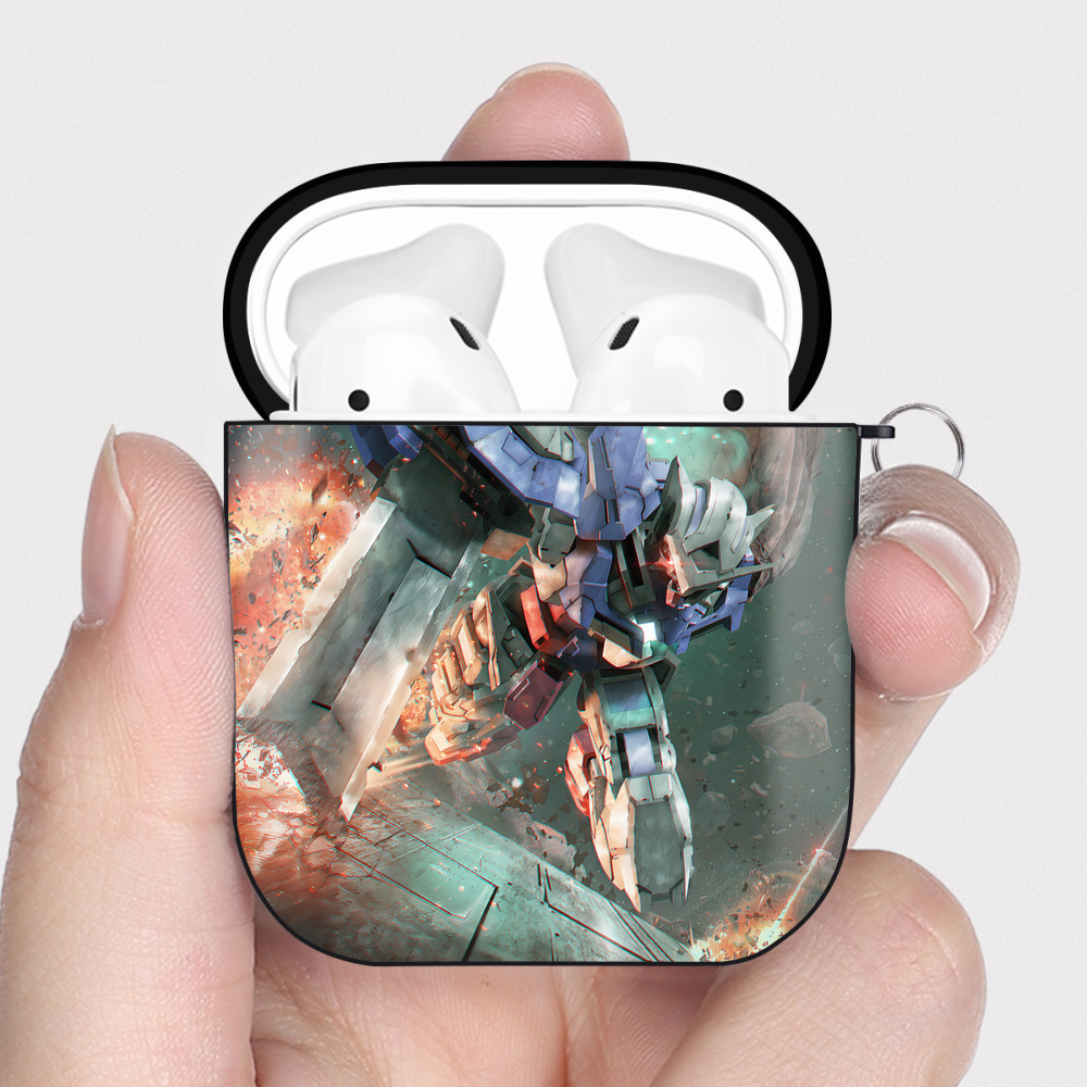 （画像用） 機動戦士ガンダム Mobile Suit Gundam AirPods 第2世代保護ケース ハードシェル ブラック 耐衝撃・防指紋・カラビナ付き