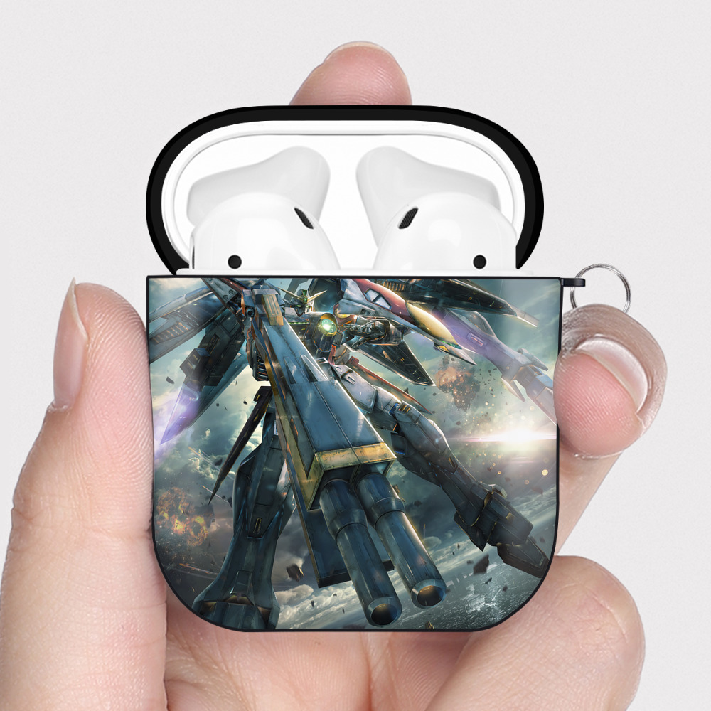 （画像用） 機動戦士ガンダム Mobile Suit Gundam AirPods 第2世代保護ケース ハードシェル ブラック 耐衝撃・防指紋・カラビナ付き