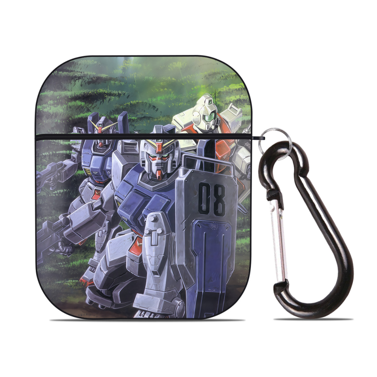 （画像用） 機動戦士ガンダム Mobile Suit Gundam AirPods 第2世代保護ケース ハードシェル ブラック 耐衝撃・防指紋・カラビナ付き