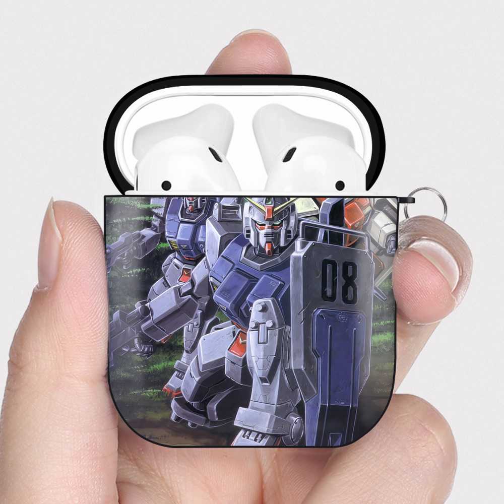 （画像用） 機動戦士ガンダム Mobile Suit Gundam AirPods 第2世代保護ケース ハードシェル ブラック 耐衝撃・防指紋・カラビナ付き