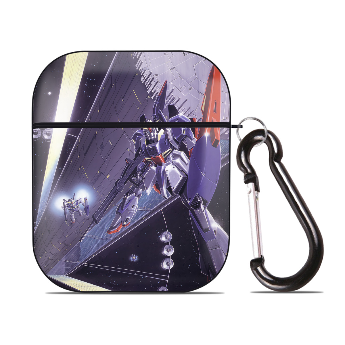 （画像用） 機動戦士ガンダム Mobile Suit Gundam AirPods 第2世代保護ケース ハードシェル ブラック 耐衝撃・防指紋・カラビナ付き