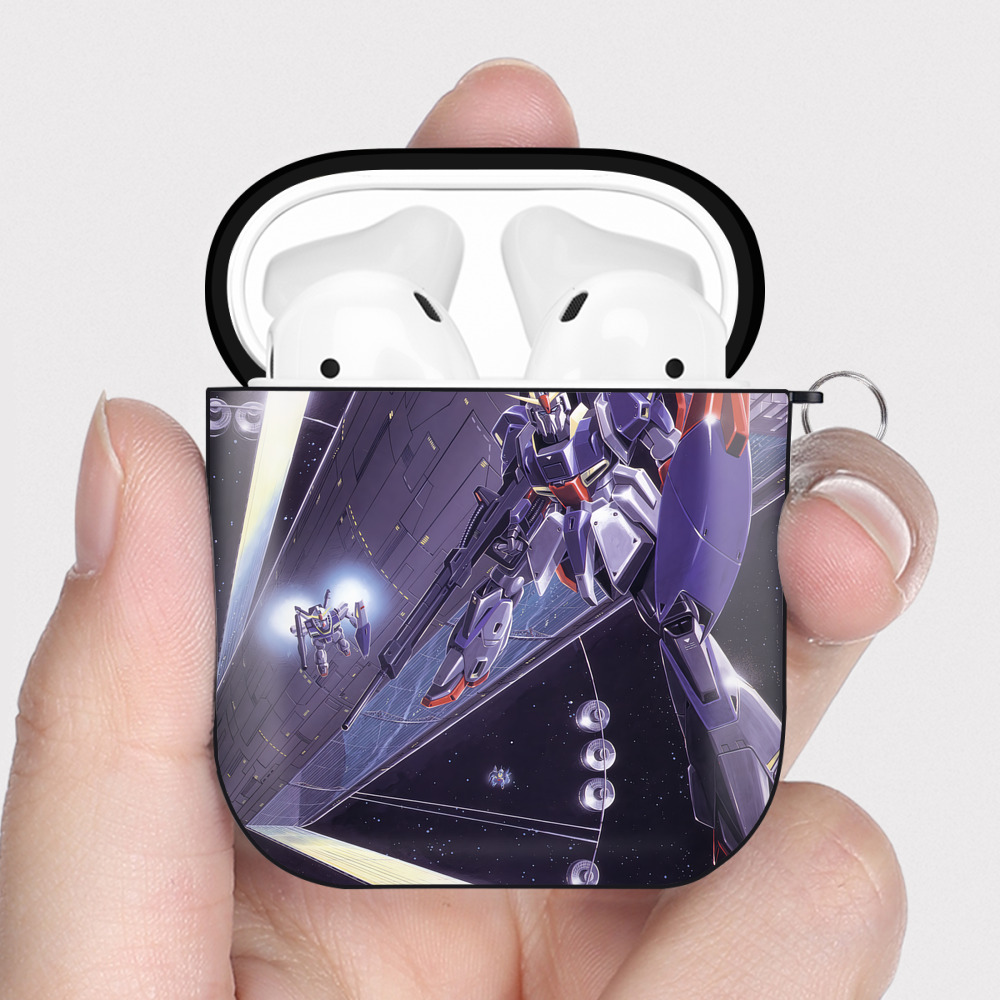 （画像用） 機動戦士ガンダム Mobile Suit Gundam AirPods 第2世代保護ケース ハードシェル ブラック 耐衝撃・防指紋・カラビナ付き