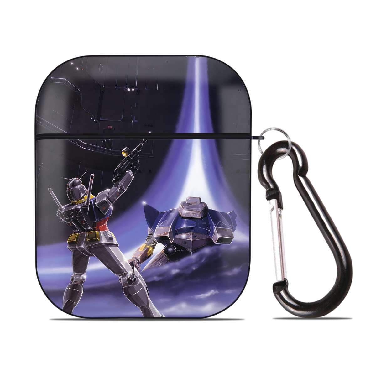 （画像用） 機動戦士ガンダム Mobile Suit Gundam AirPods 第2世代保護ケース ハードシェル ブラック 耐衝撃・防指紋・カラビナ付き