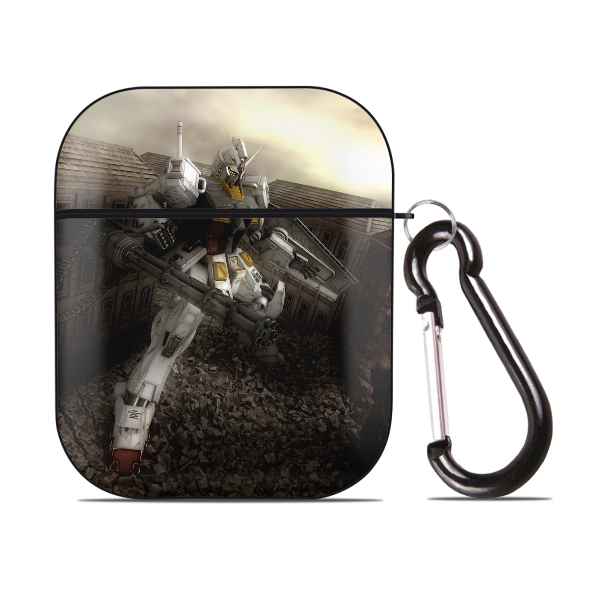 （画像用） 機動戦士ガンダム Mobile Suit Gundam AirPods 第2世代保護ケース ハードシェル ブラック 耐衝撃・防指紋・カラビナ付き