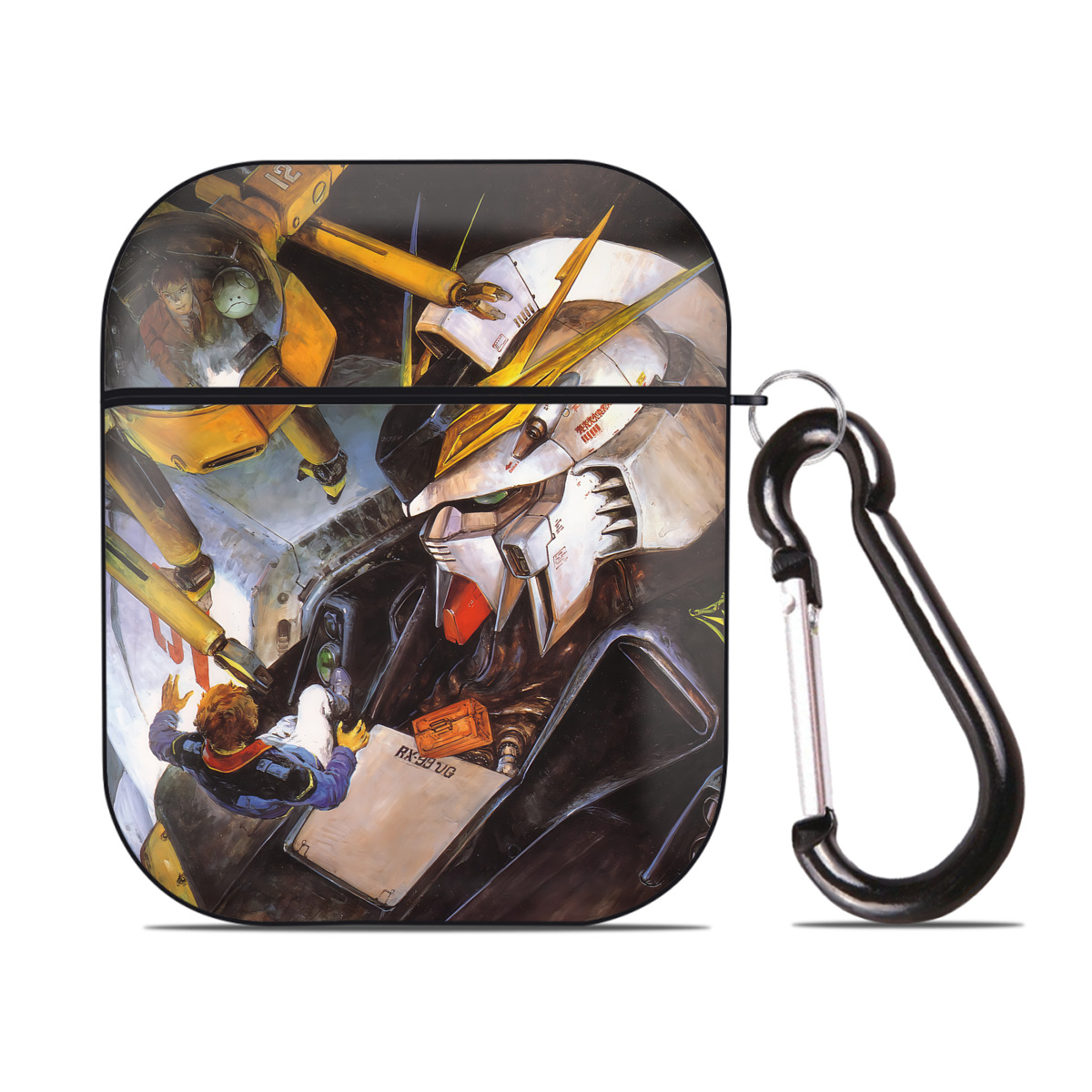 （画像用） 機動戦士ガンダム Mobile Suit Gundam AirPods 第2世代保護ケース ハードシェル ブラック 耐衝撃・防指紋・カラビナ付き
