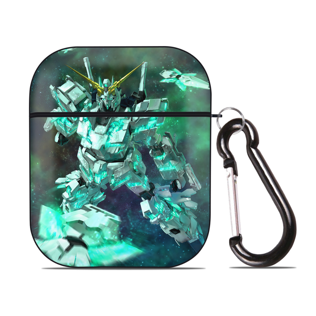 （画像用） 機動戦士ガンダム Mobile Suit Gundam AirPods 第2世代保護ケース ハードシェル ブラック 耐衝撃・防指紋・カラビナ付き