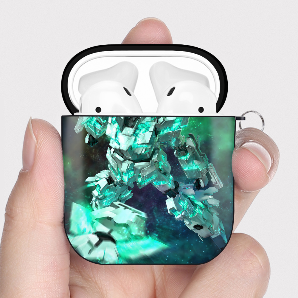 （画像用） 機動戦士ガンダム Mobile Suit Gundam AirPods 第2世代保護ケース ハードシェル ブラック 耐衝撃・防指紋・カラビナ付き