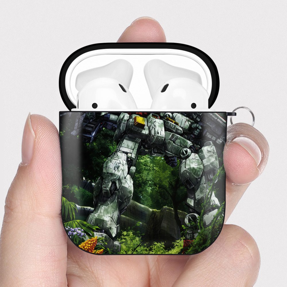 （画像用） 機動戦士ガンダム Mobile Suit Gundam AirPods 第2世代保護ケース ハードシェル ブラック 耐衝撃・防指紋・カラビナ付き