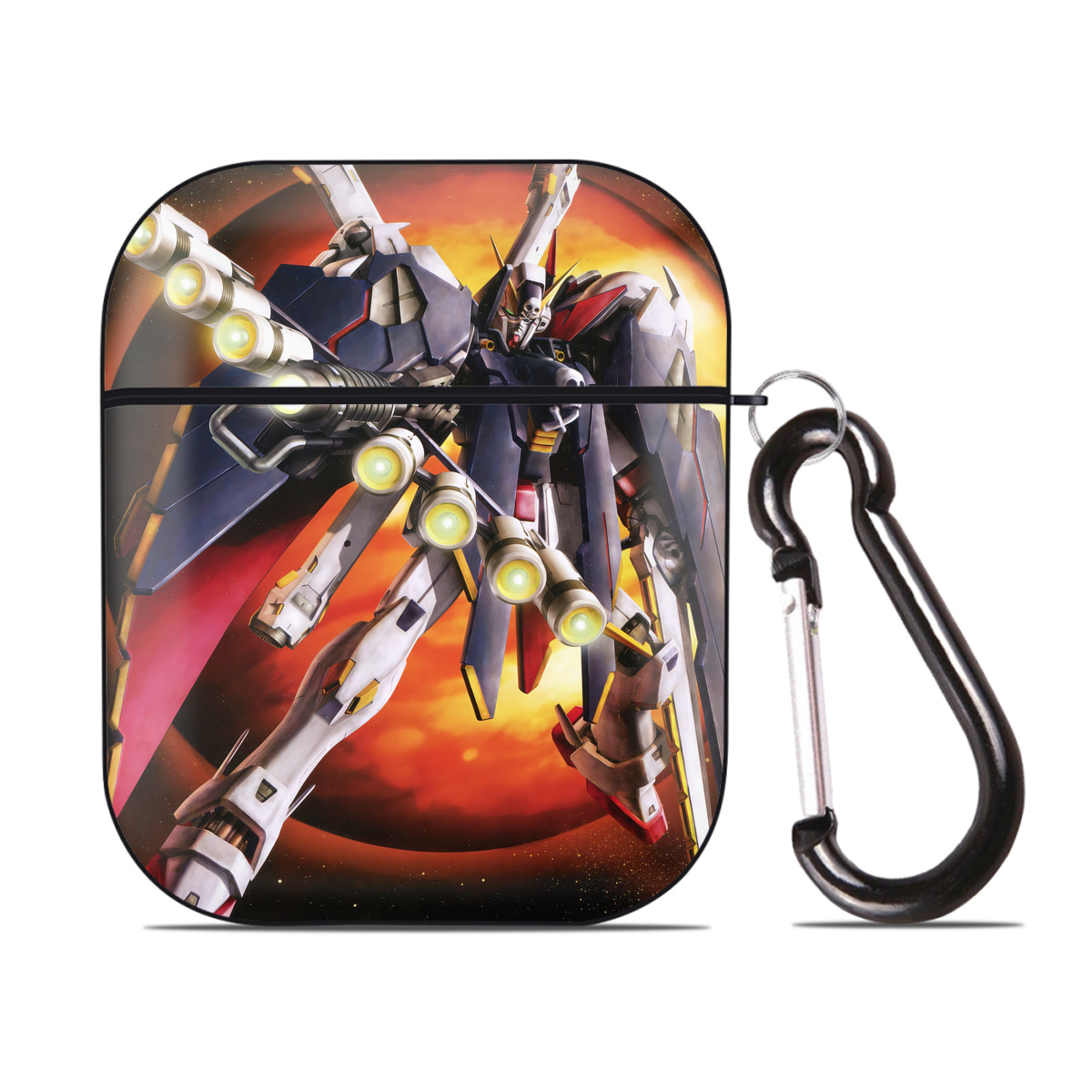 （画像用） 機動戦士ガンダム Mobile Suit Gundam AirPods 第2世代保護ケース ハードシェル ブラック 耐衝撃・防指紋・カラビナ付き