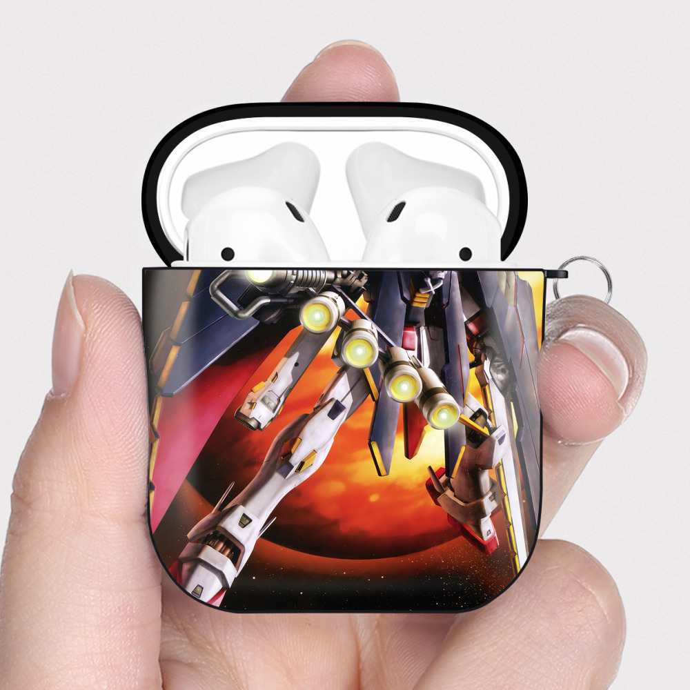 （画像用） 機動戦士ガンダム Mobile Suit Gundam AirPods 第2世代保護ケース ハードシェル ブラック 耐衝撃・防指紋・カラビナ付き