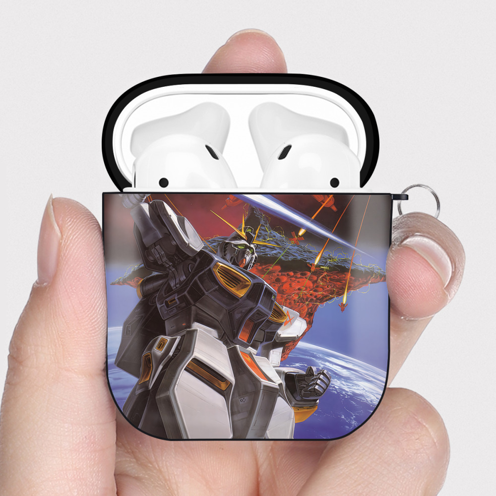 （画像用） 機動戦士ガンダム Mobile Suit Gundam AirPods 第2世代保護ケース ハードシェル ブラック 耐衝撃・防指紋・カラビナ付き