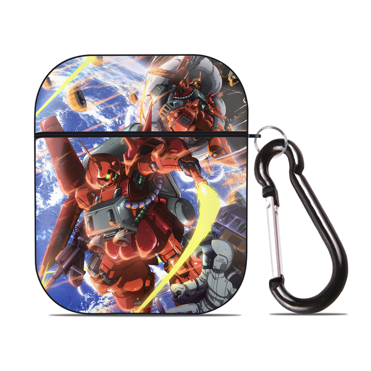 （画像用） 機動戦士ガンダム Mobile Suit Gundam AirPods 第2世代保護ケース ハードシェル ブラック 耐衝撃・防指紋・カラビナ付き
