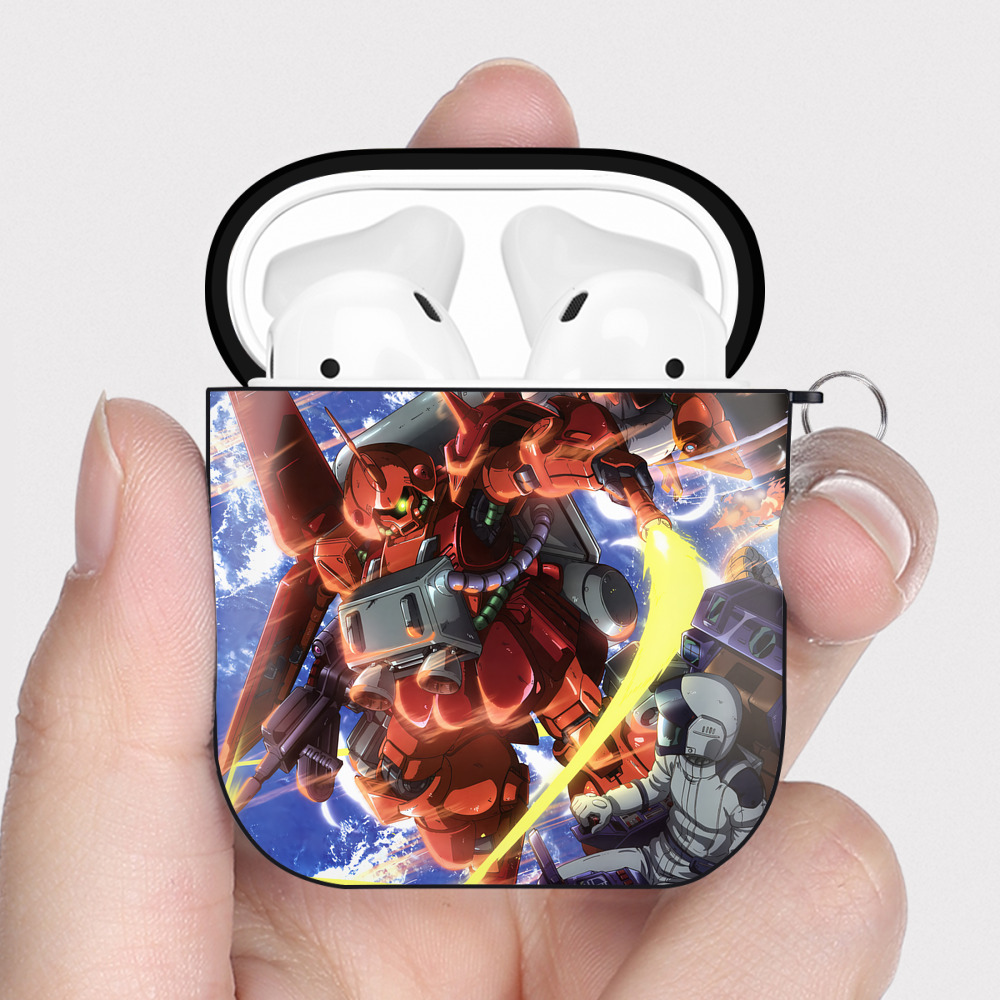（画像用） 機動戦士ガンダム Mobile Suit Gundam AirPods 第2世代保護ケース ハードシェル ブラック 耐衝撃・防指紋・カラビナ付き