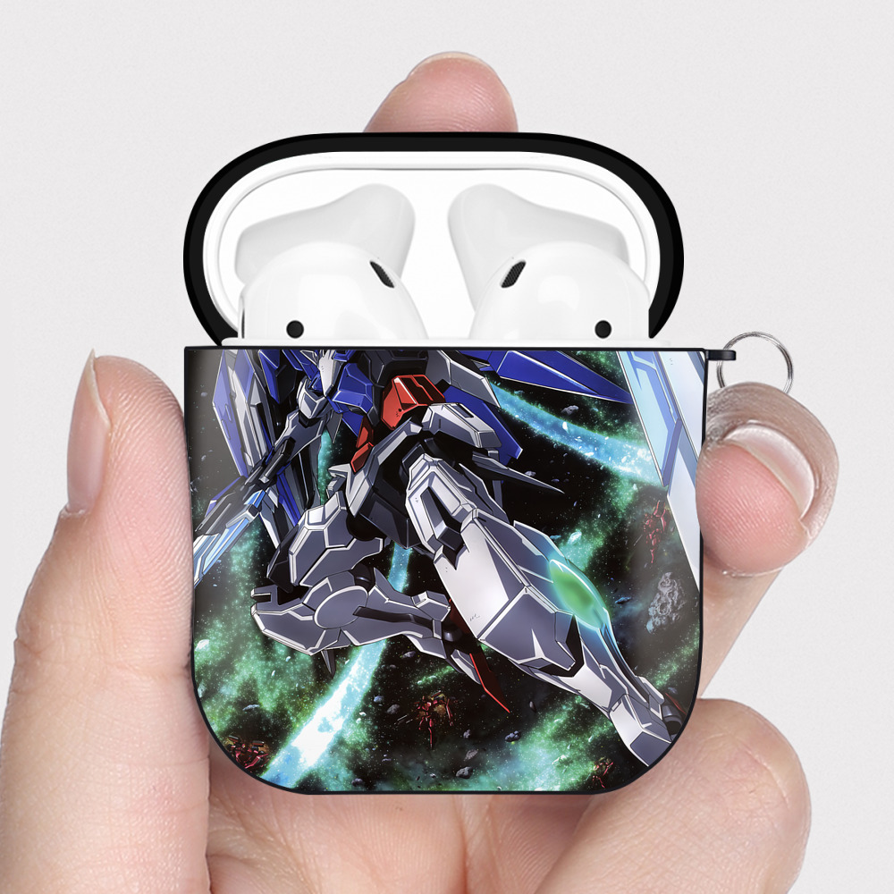（画像用） 機動戦士ガンダム Mobile Suit Gundam AirPods 第2世代保護ケース ハードシェル ブラック 耐衝撃・防指紋・カラビナ付き