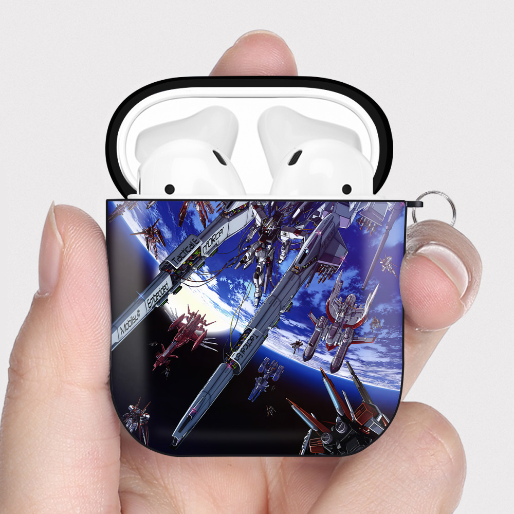 （画像用） 機動戦士ガンダム Mobile Suit Gundam AirPods 第2世代保護ケース ハードシェル ブラック 耐衝撃・防指紋・カラビナ付き