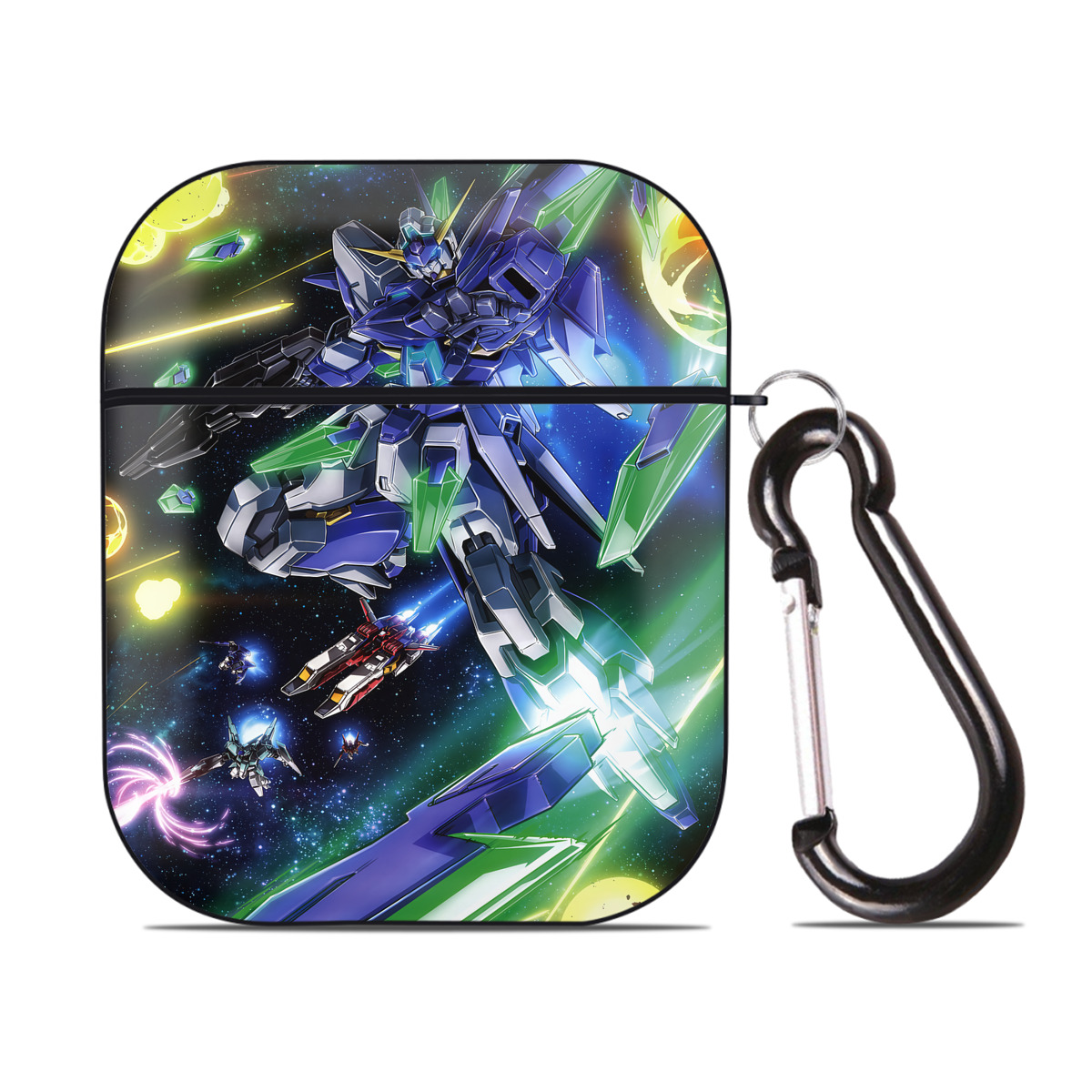 （画像用） 機動戦士ガンダム Mobile Suit Gundam AirPods 第2世代保護ケース ハードシェル ブラック 耐衝撃・防指紋・カラビナ付き