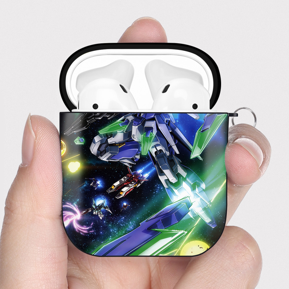 （画像用） 機動戦士ガンダム Mobile Suit Gundam AirPods 第2世代保護ケース ハードシェル ブラック 耐衝撃・防指紋・カラビナ付き