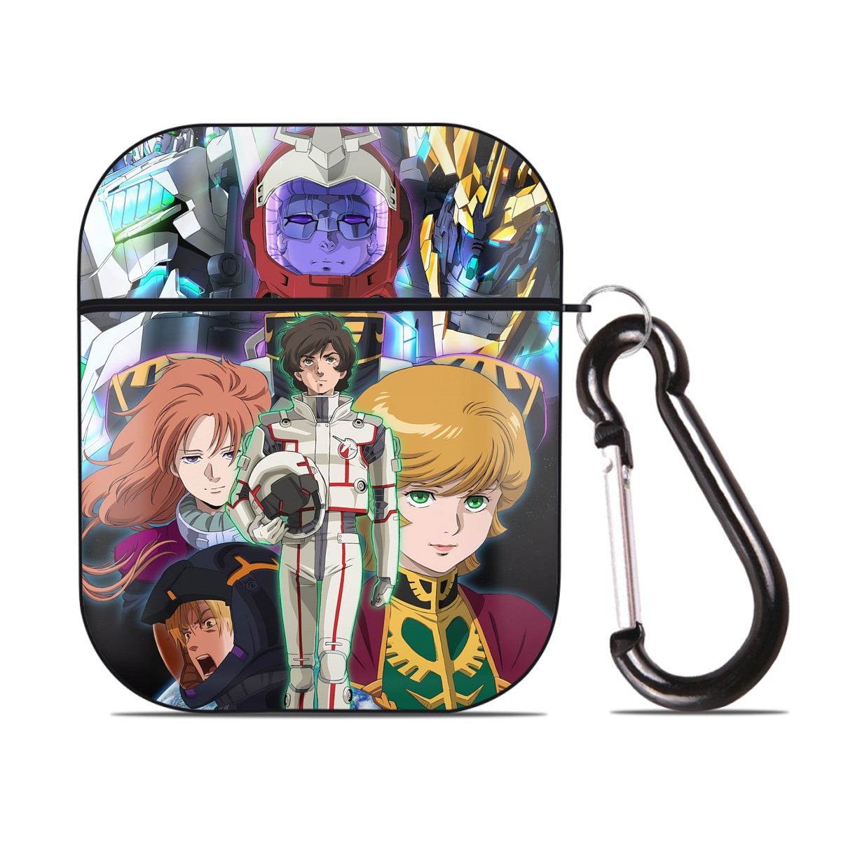 （画像用） 機動戦士ガンダム Mobile Suit Gundam AirPods 第2世代保護ケース ハードシェル ブラック 耐衝撃・防指紋・カラビナ付き