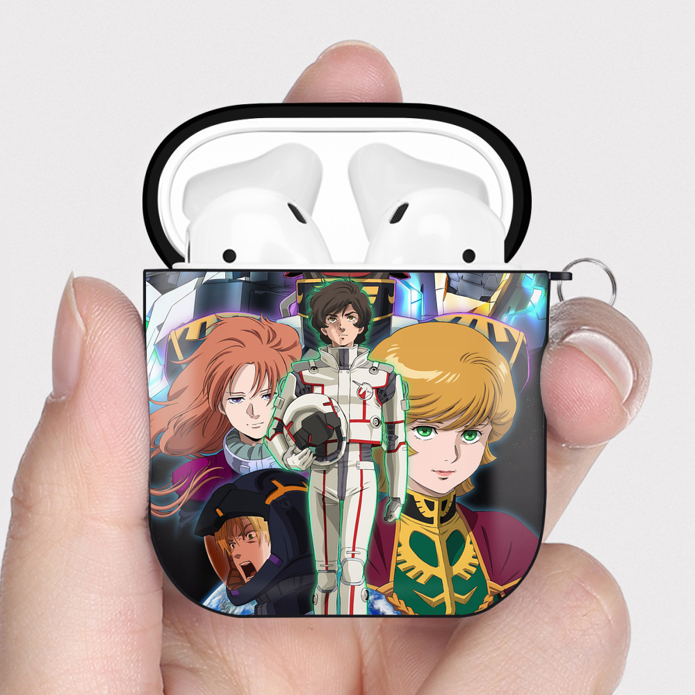 （画像用） 機動戦士ガンダム Mobile Suit Gundam AirPods 第2世代保護ケース ハードシェル ブラック 耐衝撃・防指紋・カラビナ付き