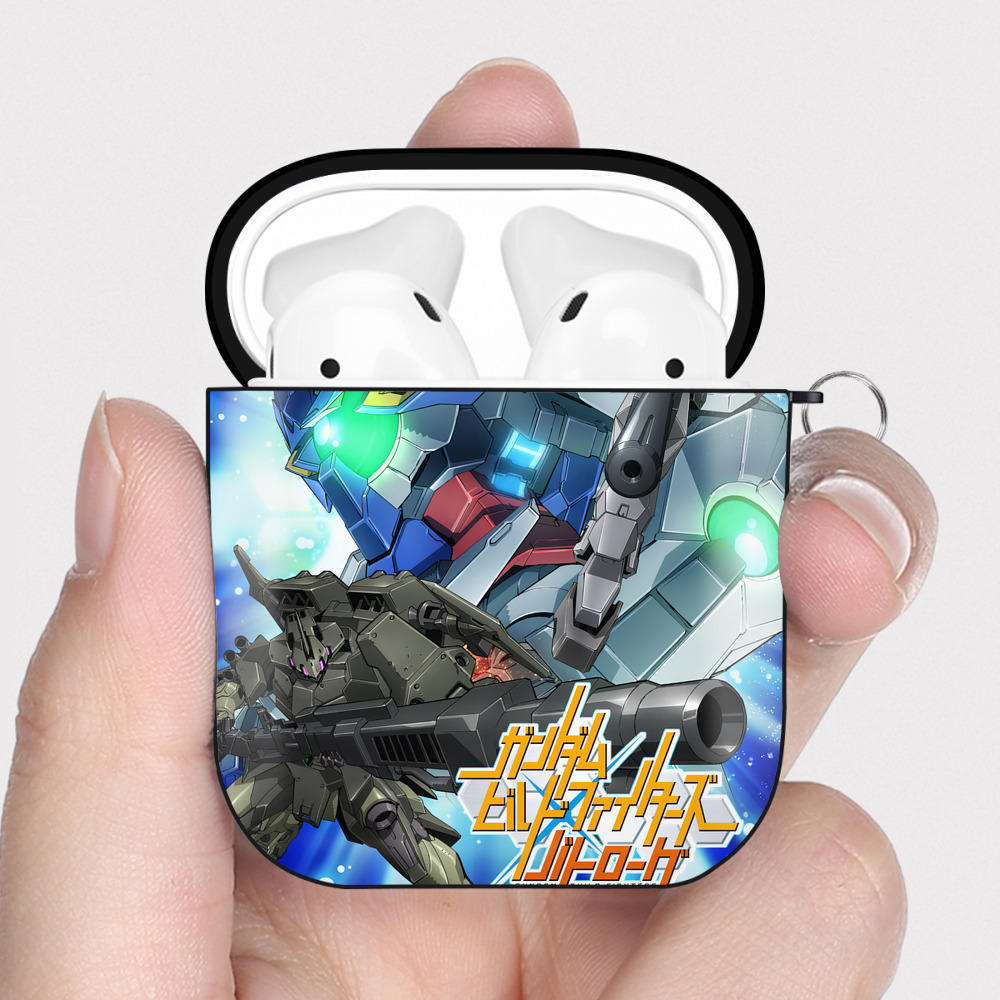 （画像用） 機動戦士ガンダム Mobile Suit Gundam AirPods 第2世代保護ケース ハードシェル ブラック 耐衝撃・防指紋・カラビナ付き