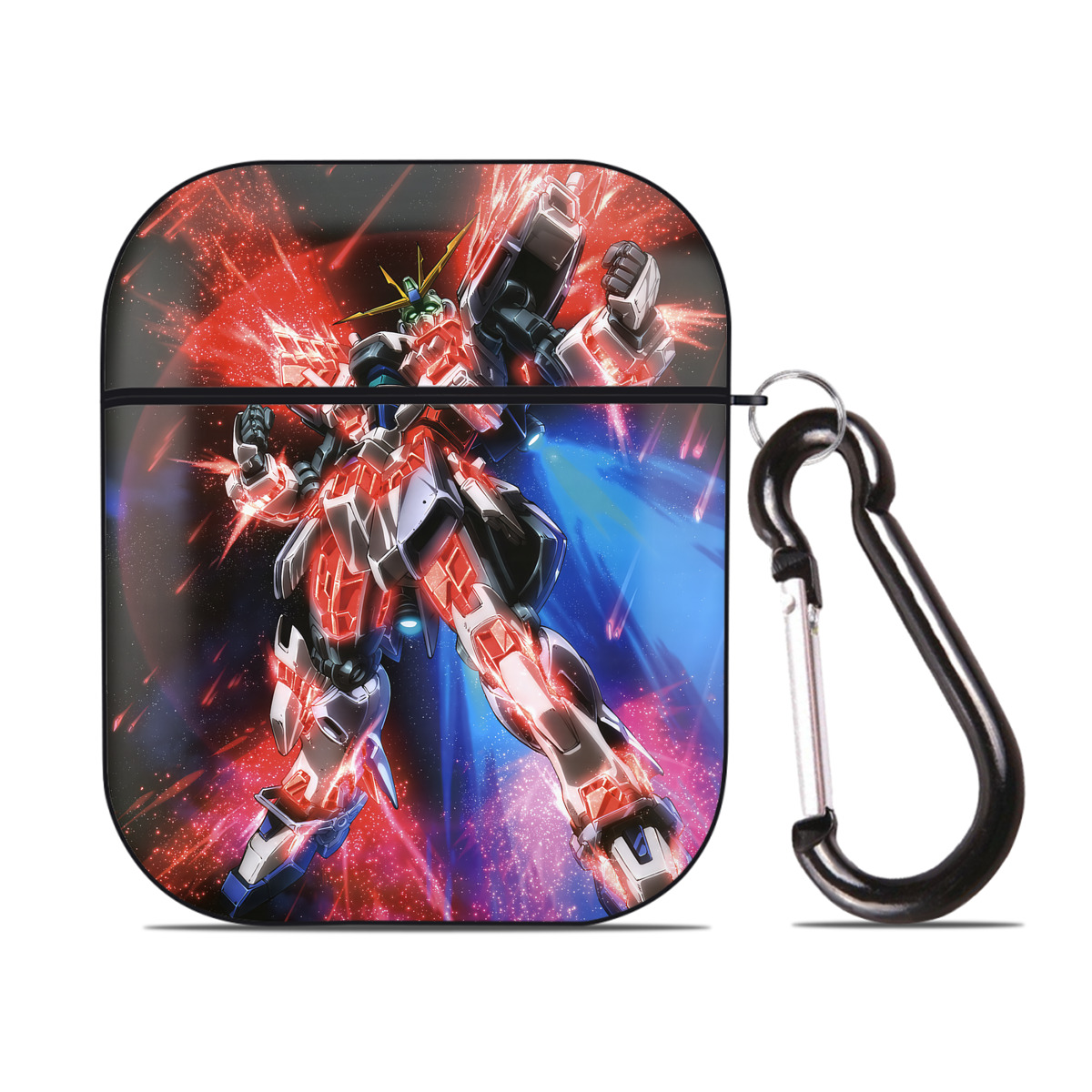 （画像用） 機動戦士ガンダム Mobile Suit Gundam AirPods 第2世代保護ケース ハードシェル ブラック 耐衝撃・防指紋・カラビナ付き