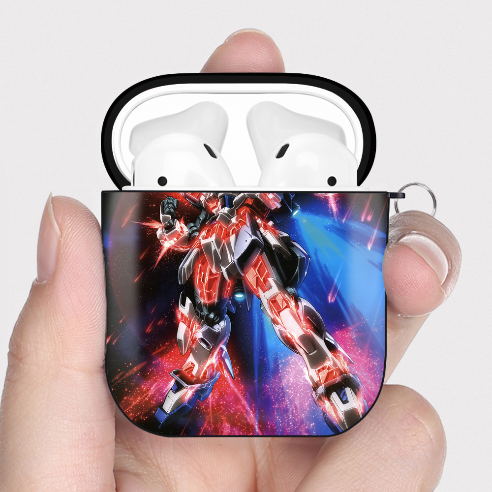 （画像用） 機動戦士ガンダム Mobile Suit Gundam AirPods 第2世代保護ケース ハードシェル ブラック 耐衝撃・防指紋・カラビナ付き