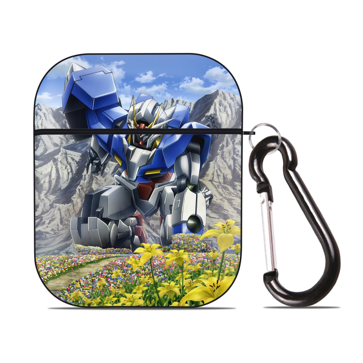 （画像用） 機動戦士ガンダム Mobile Suit Gundam AirPods 第2世代保護ケース ハードシェル ブラック 耐衝撃・防指紋・カラビナ付き