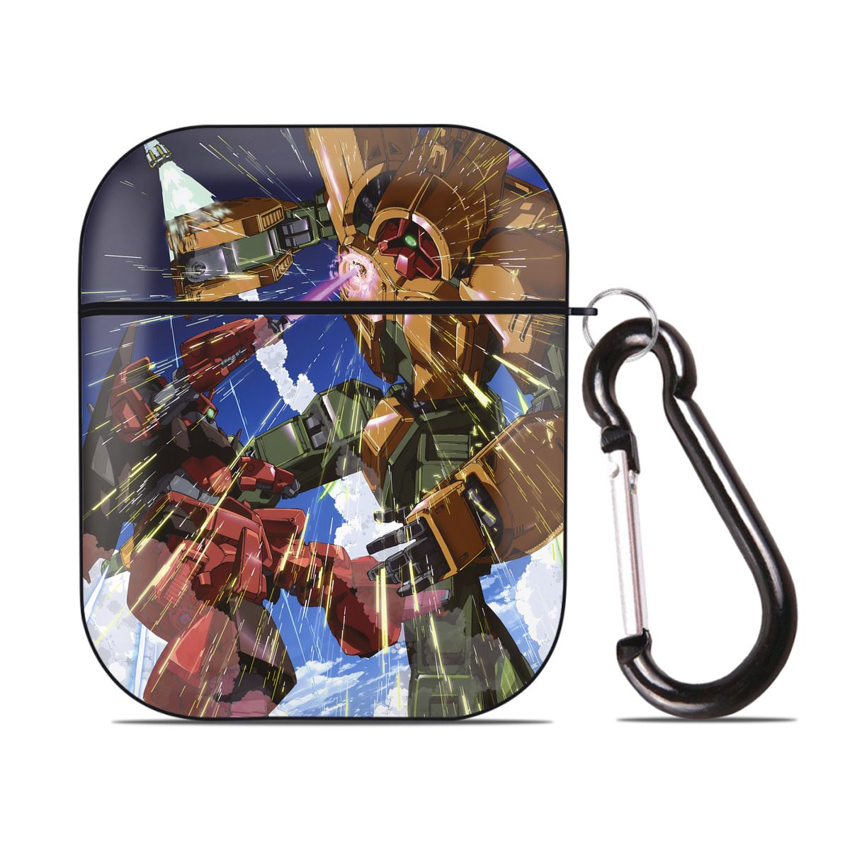 （画像用） 機動戦士ガンダム Mobile Suit Gundam AirPods 第2世代保護ケース ハードシェル ブラック 耐衝撃・防指紋・カラビナ付き