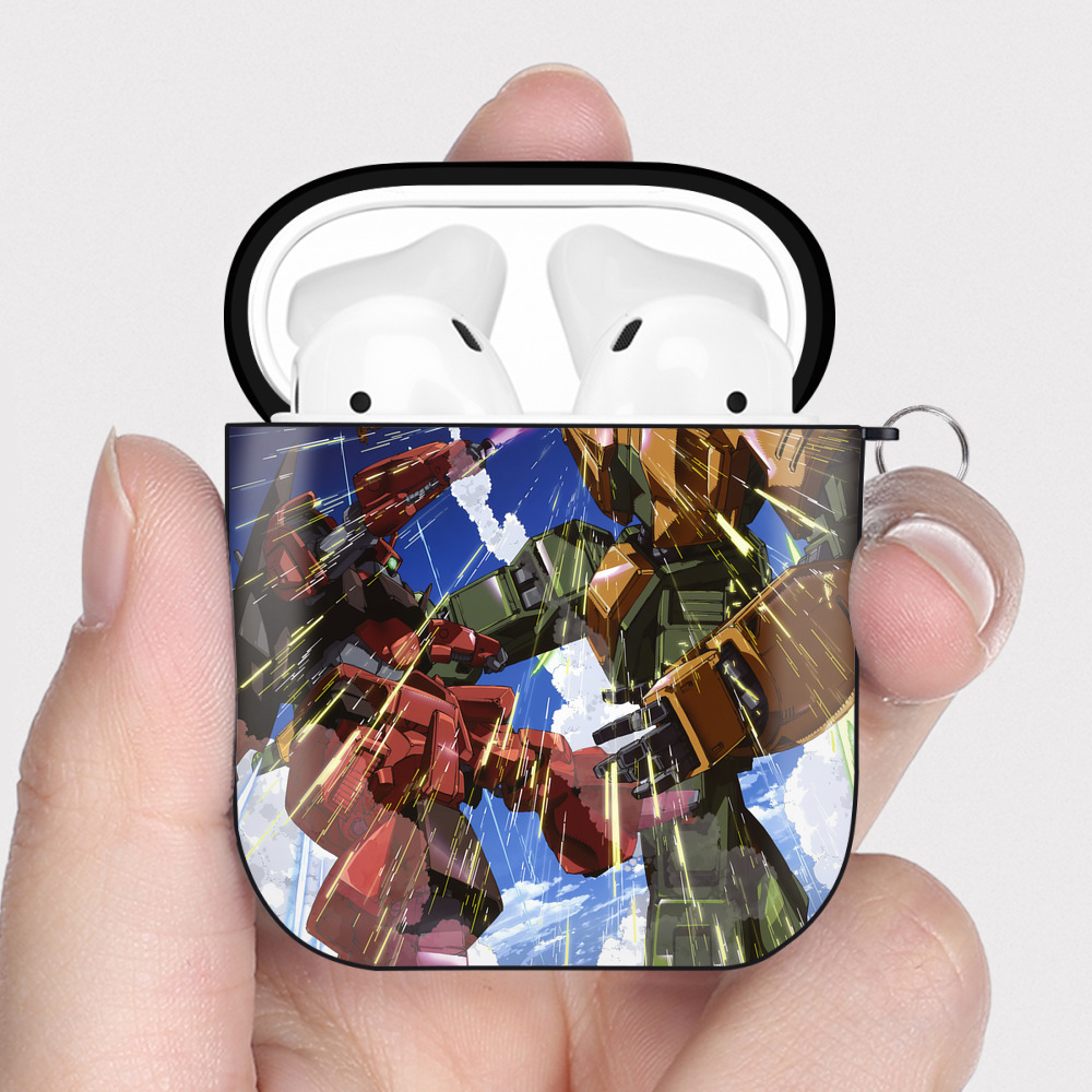 （画像用） 機動戦士ガンダム Mobile Suit Gundam AirPods 第2世代保護ケース ハードシェル ブラック 耐衝撃・防指紋・カラビナ付き