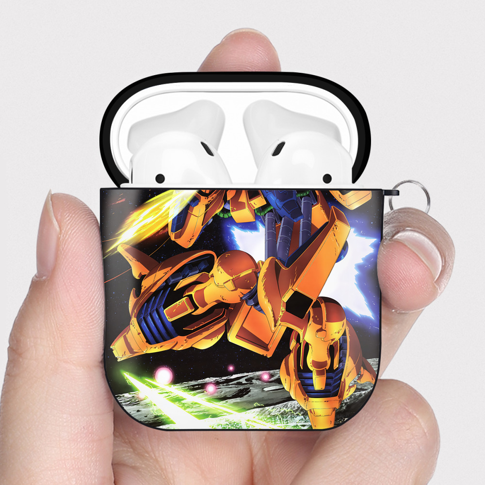 （画像用） 機動戦士ガンダム Mobile Suit Gundam AirPods 第2世代保護ケース ハードシェル ブラック 耐衝撃・防指紋・カラビナ付き