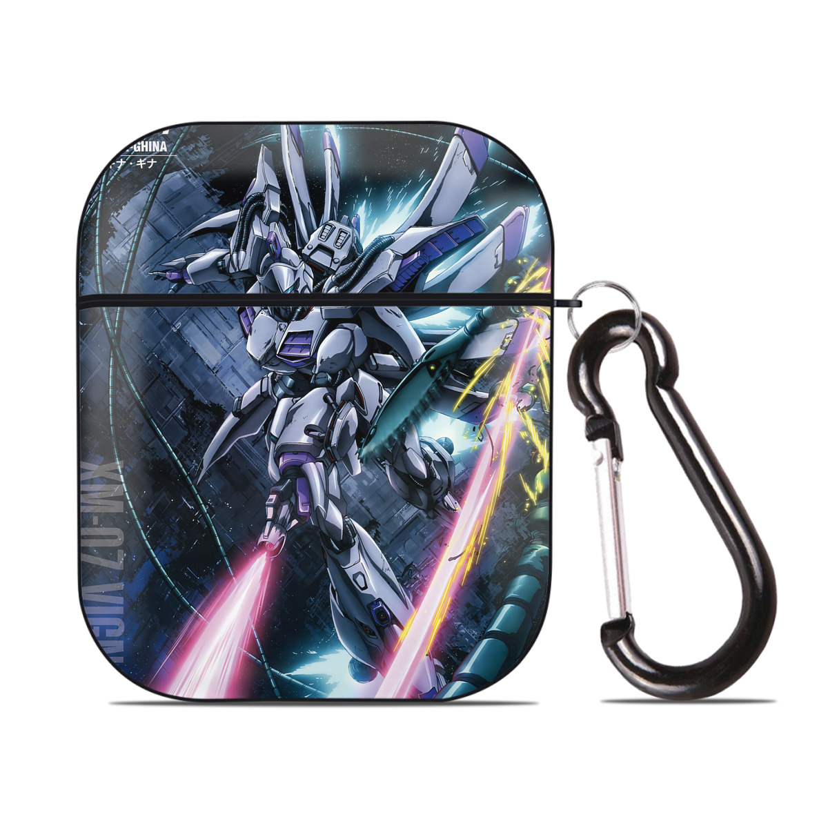 （画像用） 機動戦士ガンダム Mobile Suit Gundam AirPods 第2世代保護ケース ハードシェル ブラック 耐衝撃・防指紋・カラビナ付き