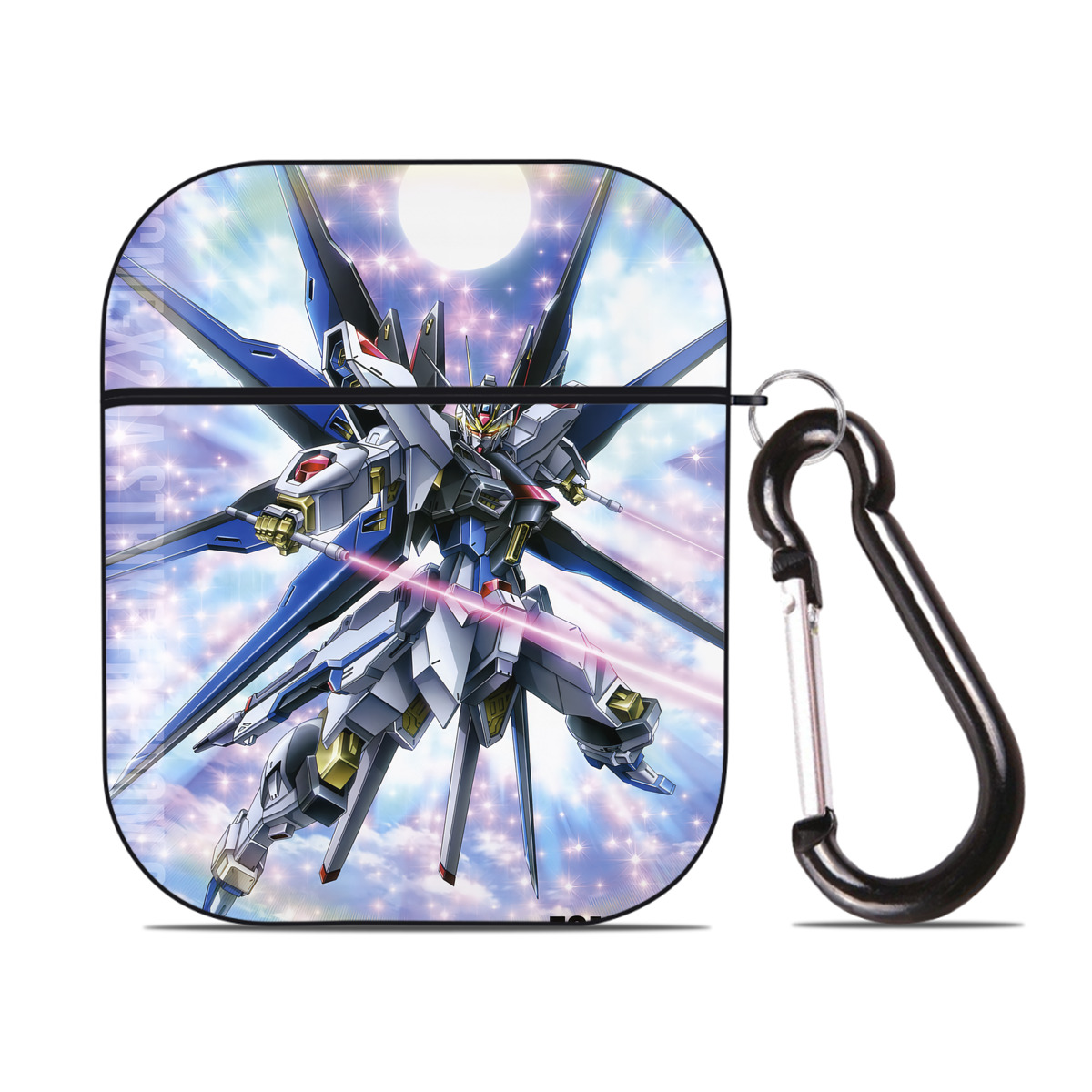 （画像用） 機動戦士ガンダム Mobile Suit Gundam AirPods 第2世代保護ケース ハードシェル ブラック 耐衝撃・防指紋・カラビナ付き
