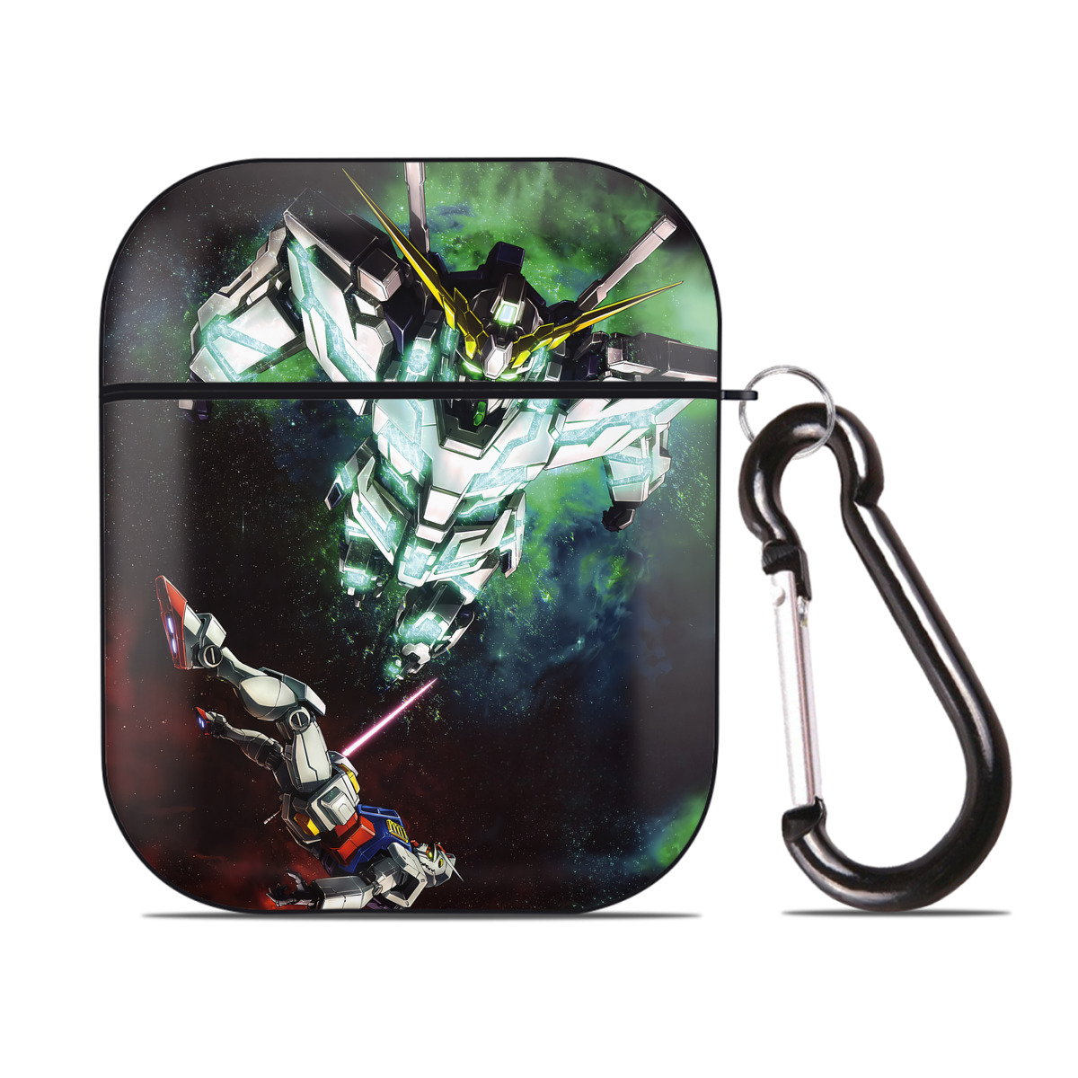（画像用） 機動戦士ガンダム Mobile Suit Gundam AirPods 第2世代保護ケース ハードシェル ブラック 耐衝撃・防指紋・カラビナ付き