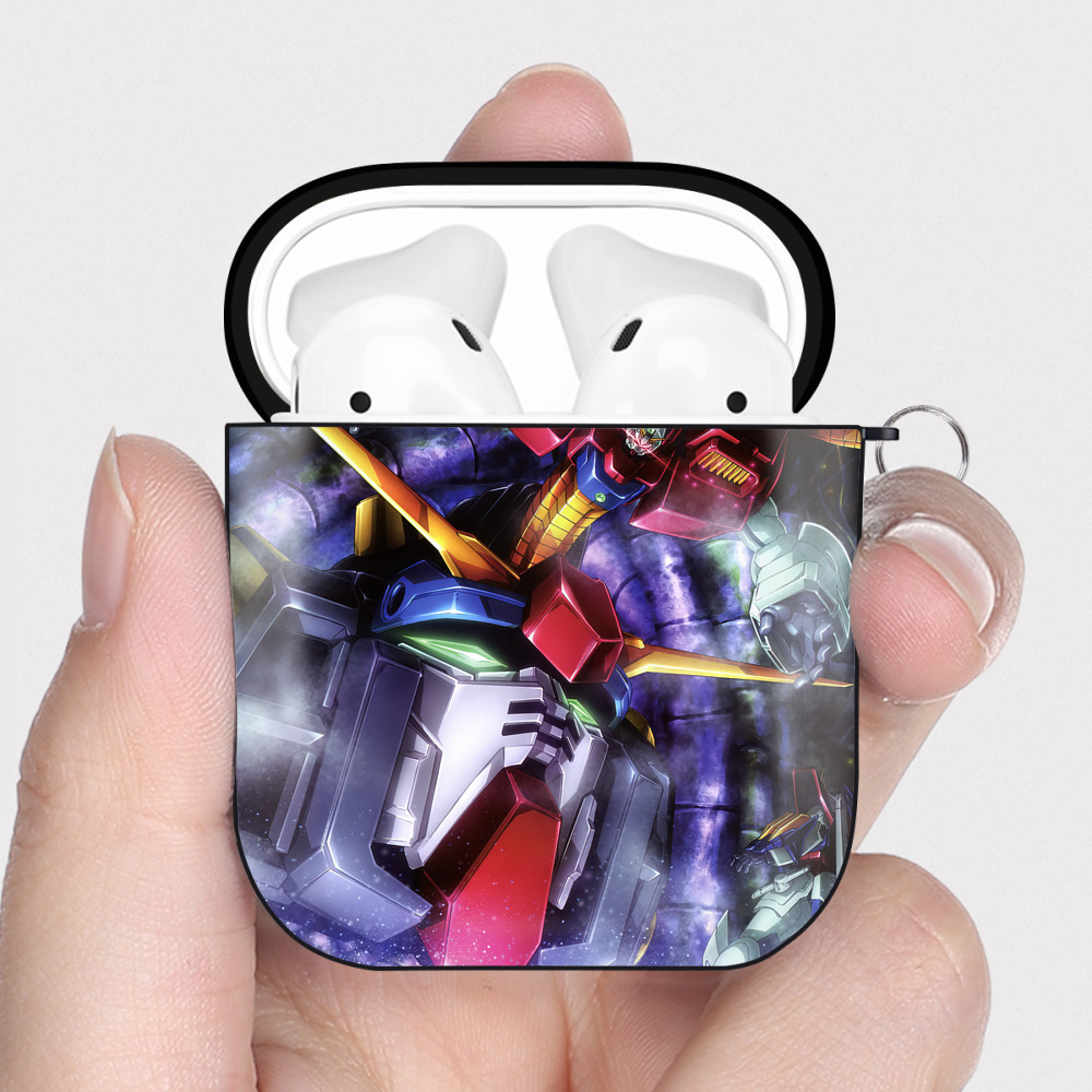 （画像用） 機動戦士ガンダム Mobile Suit Gundam AirPods 第2世代保護ケース ハードシェル ブラック 耐衝撃・防指紋・カラビナ付き