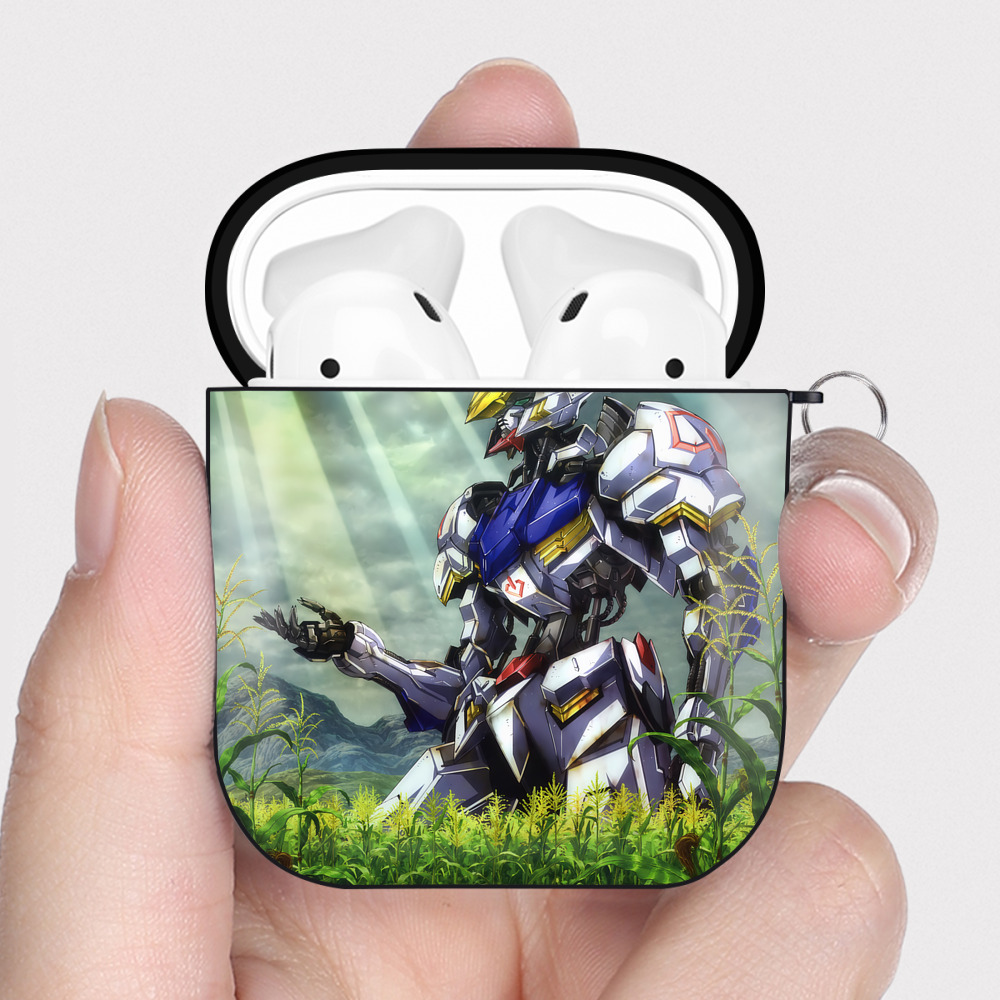 （画像用） 機動戦士ガンダム Mobile Suit Gundam AirPods 第2世代保護ケース ハードシェル ブラック 耐衝撃・防指紋・カラビナ付き