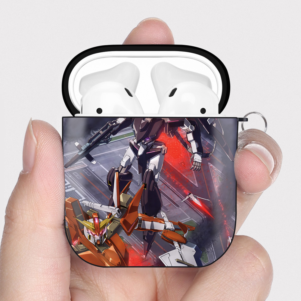 （画像用） 機動戦士ガンダム Mobile Suit Gundam AirPods 第2世代保護ケース ハードシェル ブラック 耐衝撃・防指紋・カラビナ付き