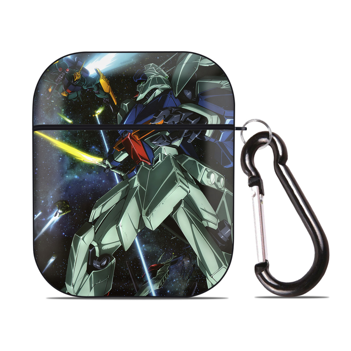 （画像用） 機動戦士ガンダム Mobile Suit Gundam AirPods 第2世代保護ケース ハードシェル ブラック 耐衝撃・防指紋・カラビナ付き